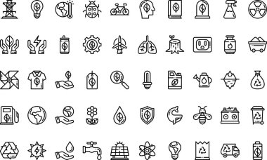 Ekoloji simgeleri: Düzenlenebilir Vuruşlu Yüksek Kalite Vektör Simgeleri Koleksiyonu. Profesyonel ve Yaratıcı Projeler için ideal