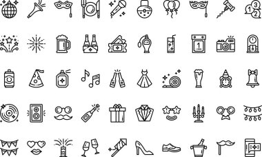 Düzenlenebilir Vuruşlu Yeni Yıl simgeleri Yüksek Kaliteli Vektör Simgeleri Koleksiyonu. Profesyonel ve Yaratıcı Projeler için ideal