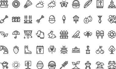 Bahar simgeleri Yüksek Kalite Vektör Simgeleri Düzenlenebilir Vuruşla Koleksiyonu. Profesyonel ve Yaratıcı Projeler için ideal