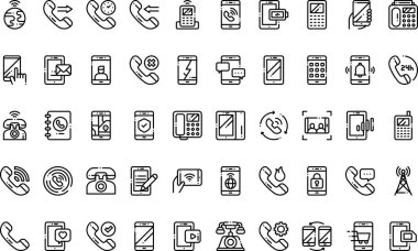 Düzenlenebilir Vuruşlu Telefon Simgeleri Yüksek Kalite Vektör Simgeleri Koleksiyonu. Profesyonel ve Yaratıcı Projeler için ideal