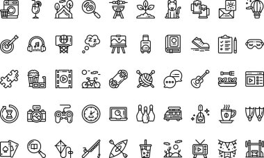 Düzenlenebilir Vuruşlu Boş Zaman Simgeleri Yüksek Kaliteli Vektör Simgeleri Koleksiyonu. Profesyonel ve Yaratıcı Projeler için ideal