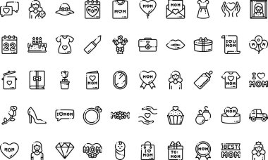 Düzenlenebilir Vuruşlu Anneler Günü simgeleri Yüksek Kalite Vektör Simgeleri Koleksiyonu. Profesyonel ve Yaratıcı Projeler için ideal