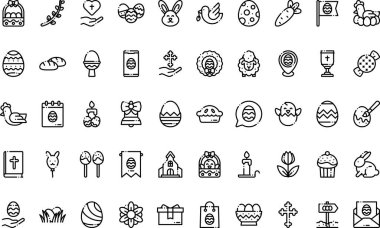 Düzenlenebilir Vuruşlu Paskalya ikonları Yüksek Kalite Vektör Simgeleri Koleksiyonu. Profesyonel ve Yaratıcı Projeler için ideal