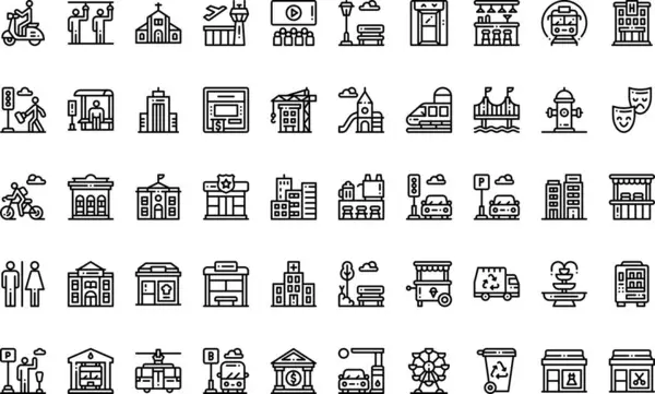 Şehir yaşamı simgeleri Yüksek Kalite Vektör Simgeleri Düzenlenebilir Vuruşlar Koleksiyonu. Profesyonel ve Yaratıcı Projeler için ideal