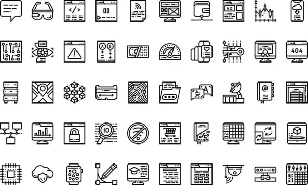 Düzenlenebilir Vuruşlu Yüksek Kaliteli Vektör Simgeleri Koleksiyonu dijital servis simgeleri. Profesyonel ve Yaratıcı Projeler için ideal