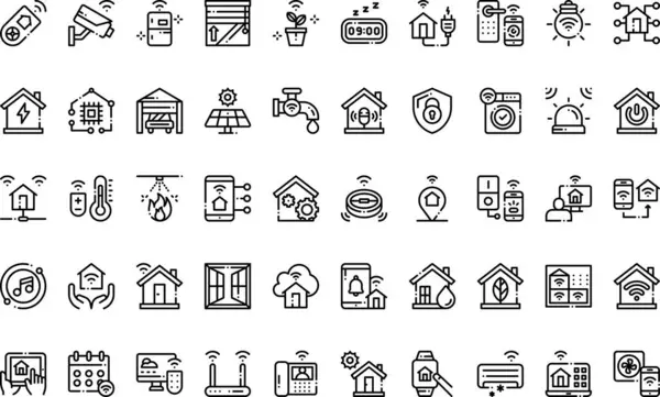 Domotics simgeleri: Düzenlenebilir Vuruşlu Yüksek Kalite Vektör Simgeleri Koleksiyonu. Profesyonel ve Yaratıcı Projeler için ideal