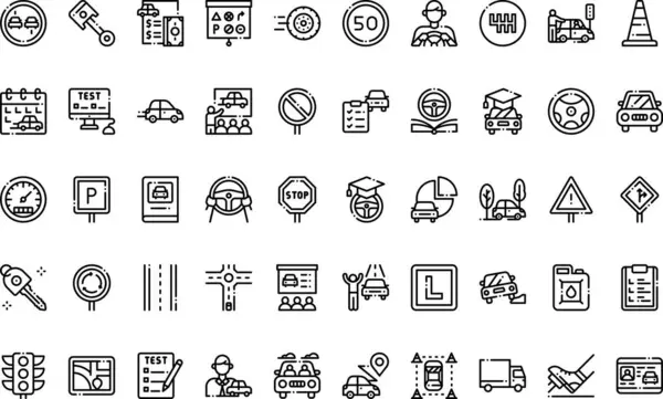 Sürücü okulu simgeleri Düzenlenebilir Vuruşlu Yüksek Kalite Vektör Simgeleri Koleksiyonu. Profesyonel ve Yaratıcı Projeler için ideal