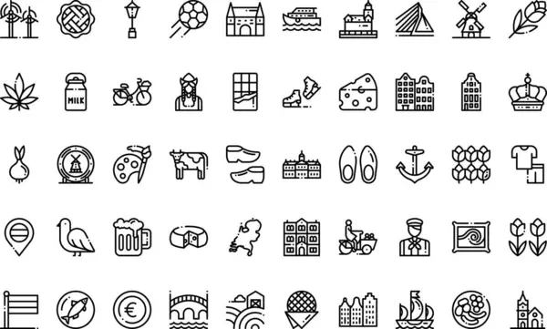 Hollanda Yüksek Kaliteli Vektör Simgeleri Koleksiyonunu Düzenlenebilir Vuruşla Simgeledi. Profesyonel ve Yaratıcı Projeler için ideal