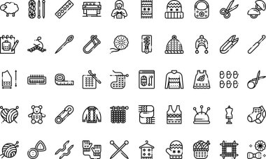 Örgü simgeleri Yüksek Kaliteli Vektör Simgeleri Koleksiyonu Düzenlenebilir Vuruşlu. Profesyonel ve Yaratıcı Projeler için ideal