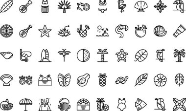 Düzenlenebilir Vuruşlu Tropikal ikonlar Yüksek Kaliteli Vektör Simgeleri Koleksiyonu. Profesyonel ve Yaratıcı Projeler için ideal