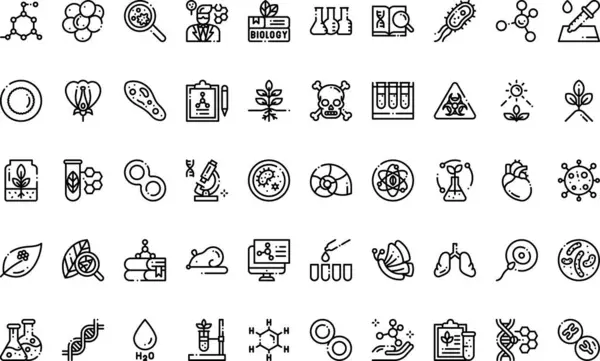 Biyoloji simgeleri: Düzenlenebilir Vuruşlu Yüksek Kalite Vektör Simgeleri Koleksiyonu. Profesyonel ve Yaratıcı Projeler için ideal