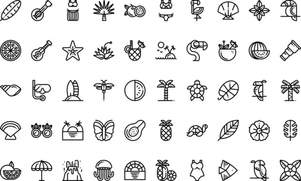 Düzenlenebilir Vuruşlu Tropikal ikonlar Yüksek Kaliteli Vektör Simgeleri Koleksiyonu. Profesyonel ve Yaratıcı Projeler için ideal