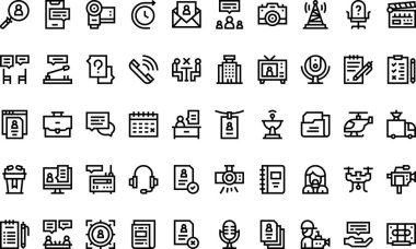 Düzenlenebilir Vuruşlu Röportaj Simgeleri Yüksek Kalite Vektör Simgeleri Koleksiyonu. Profesyonel ve Yaratıcı Projeler için ideal.