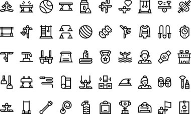 Düzenlenebilir Vuruşlu Yüksek Kalite Vektör Simgeleri Koleksiyonu jimnastik simgeleri Profesyonel ve Yaratıcı Projeler için ideal.