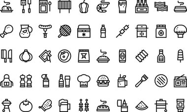 Düzenlenebilir Vuruşlu Barbekü Simgeleri Yüksek Kaliteli Vektör Simgeleri Koleksiyonu. Profesyonel ve Yaratıcı Projeler için ideal.