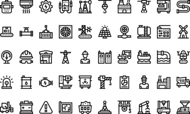 Endüstriyel süreç Yüksek Kaliteli Vektör Simgeleri Koleksiyonu ve Düzenlenebilir Vuruşlar simgeleri. Profesyonel ve Yaratıcı Projeler için ideal.