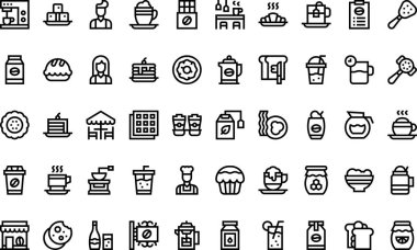 Kafe simgeleri Yüksek Kalite Vektör Simgeleri Düzenlenebilir Darbe Koleksiyonu. Profesyonel ve Yaratıcı Projeler için ideal.