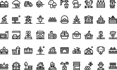 Köy simgelerinde Yüksek Kalite Vektör Simgesi Koleksiyonu ile Düzenlenebilir Vuruş. Profesyonel ve Yaratıcı Projeler için ideal.