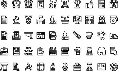 Okul simgeleri Yüksek Kaliteli Vektör Simgeleri Koleksiyonuna Düzenlenebilir Vuruşlu. Profesyonel ve Yaratıcı Projeler için ideal.