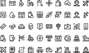 Havalimanı simgeleri Yüksek Kaliteli Vektör Simgeleri Koleksiyonu Düzenlenebilir Vuruşla. Profesyonel ve Yaratıcı Projeler için ideal.