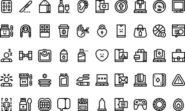 Social addiction icons High-Quality Vector Icons Collection with Editable Stroke. Ideal for Professional and Creative Projects.