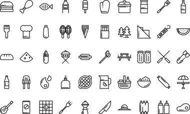 Düzenlenebilir Vuruşlu Piknik ve bbq simgeleri Yüksek Kaliteli Vektör Simgeleri Koleksiyonu. Profesyonel ve Yaratıcı Projeler için ideal