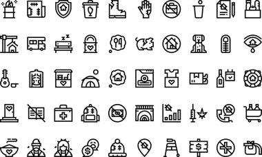 Düzenlenebilir Vuruşlu Evsiz Simgeleri Yüksek Kaliteli Vektör Simgeleri Koleksiyonu. Profesyonel ve Yaratıcı Projeler için ideal.