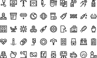 Düzenlenebilir Vuruşlu Üreme Sağlığı Simgeleri Yüksek Kalite Vektör Simgeleri Koleksiyonu. Profesyonel ve Yaratıcı Projeler için ideal.