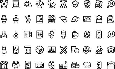 Düzenlenebilir Vuruşlu Yüksek Kalite Vektör Simgeleri Koleksiyonu uyku zamanı. Profesyonel ve Yaratıcı Projeler için ideal.