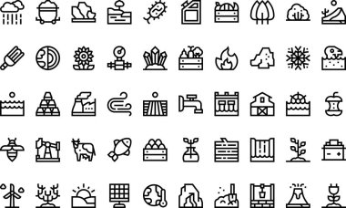 Doğal Kaynaklar Yüksek Kaliteli Vektör Simgeleri Koleksiyonu ve Düzenlenebilir Vuruş simgeleri. Profesyonel ve Yaratıcı Projeler için ideal.