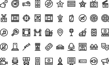 Düzenlenebilir Vuruşlu Sinema Simgeleri Yüksek Kaliteli Vektör Simgeleri Koleksiyonu. Profesyonel ve Yaratıcı Projeler için ideal.