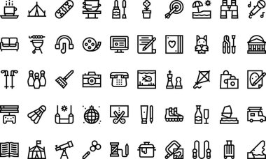 Düzenlenebilir Vuruşlu Boş Zaman Simgeleri Yüksek Kaliteli Vektör Simgeleri Koleksiyonu. Profesyonel ve Yaratıcı Projeler için ideal.