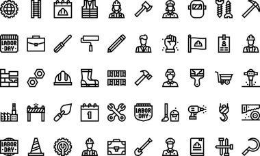 Düzenlenebilir Vuruşlu İşçi Bayramı simgeleri Yüksek Kalite Vektör Simgeleri Koleksiyonu. Profesyonel ve Yaratıcı Projeler için ideal.