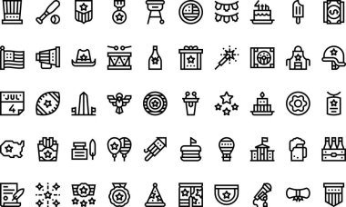 Temmuz simgeleri Yüksek Kaliteli Vektör Simgeleri Koleksiyonu Düzenlenebilir Vuruş ile. Profesyonel ve Yaratıcı Projeler için ideal.