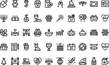 Düzenlenebilir Vuruşlu Tatil simgeleri Yüksek Kalite Vektör Simgeleri Koleksiyonu. Profesyonel ve Yaratıcı Projeler için ideal