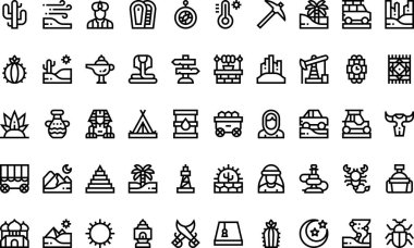 Düzenlenebilir Vuruşlu Çöl Simgeleri Yüksek Kalite Vektör Simgeleri Koleksiyonu. Profesyonel ve Yaratıcı Projeler için ideal