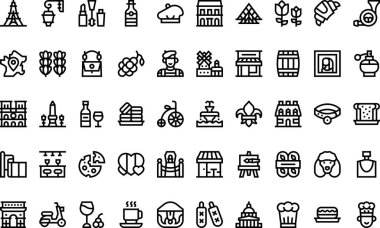 Fransa Yüksek Kalite Vektör Simgesi Koleksiyonunu Düzenlenebilir Vuruşla simgeledi. Profesyonel ve Yaratıcı Projeler için ideal.