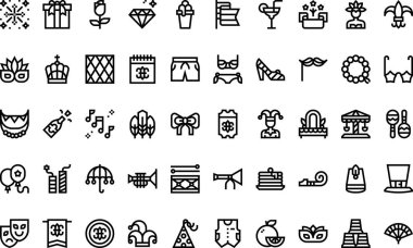 Düzenlenebilir Vuruşlu Mardi Gras simgeleri Yüksek Kaliteli Vektör Simgeleri Koleksiyonu. Profesyonel ve Yaratıcı Projeler için ideal