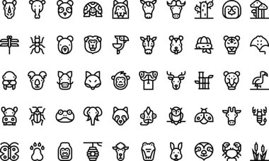 Vahşi Yaşam ikonları Yüksek Kaliteli Vektör Simgeleri Koleksiyonu Düzenlenebilir Vuruşlu. Profesyonel ve Yaratıcı Projeler için ideal.