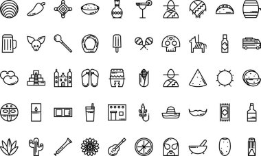 Meksika unsurları Yüksek Kaliteli Vektör Simgeleri Koleksiyonunu Düzenlenebilir Vuruşla simgeler. Profesyonel ve Yaratıcı Projeler için ideal