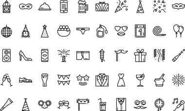 Düzenlenebilir Vuruşlu Yeni Yıl simgeleri Yüksek Kaliteli Vektör Simgeleri Koleksiyonu. Profesyonel ve Yaratıcı Projeler için ideal