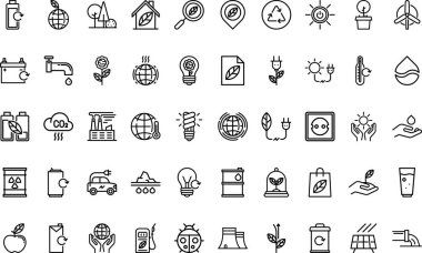 Ekoloji simgesi: Düzenlenebilir Vuruşlu Yüksek Kalite Vektör Simgeleri Koleksiyonu. Profesyonel ve Yaratıcı Projeler için ideal.