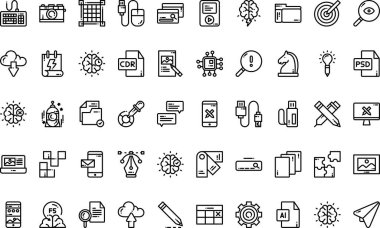 Düzenlenebilir Vuruşlu Yüksek Kalite Vektör Simgeleri Koleksiyonu tasarım simgeleri. Profesyonel ve Yaratıcı Projeler için ideal