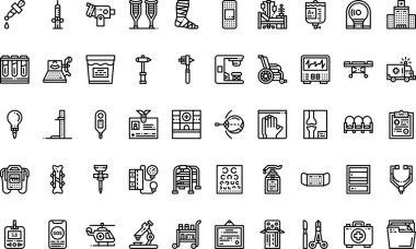 Hastane simgeleri Yüksek Kaliteli Vektör Simgeleri Düzenlenebilir Darbe Koleksiyonu. Profesyonel ve Yaratıcı Projeler için ideal