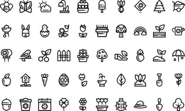 Bahar simgeleri Yüksek Kalite Vektör Simgeleri Düzenlenebilir Vuruşla Koleksiyonu. Profesyonel ve Yaratıcı Projeler için ideal