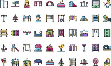 Oyun alanı simgeleri Düzenlenebilir Vuruşlu Yüksek Kaliteli Vektör Simgeleri Koleksiyonu. Profesyonel ve Yaratıcı Projeler için ideal.