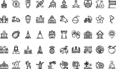 Düzenlenebilir Vuruşlu Tayland simgeleri Yüksek Kalite Vektör Simgeleri Koleksiyonu. Profesyonel ve Yaratıcı Projeler için ideal