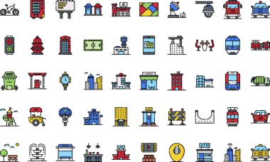 Şehir yaşamı simgeleri Yüksek Kalite Vektör Simgeleri Düzenlenebilir Vuruşlar Koleksiyonu. Profesyonel ve Yaratıcı Projeler için ideal.