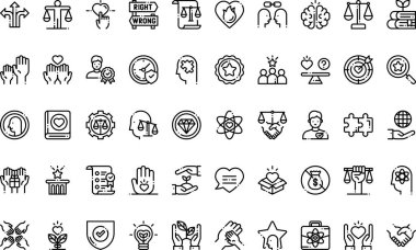 Etik simgeleri Düzenlenebilir Vuruşlu Yüksek Kalite Vektör Simgeleri Koleksiyonu. Profesyonel ve Yaratıcı Projeler için ideal