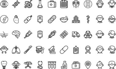 Hastane simgeleri Yüksek Kaliteli Vektör Simgeleri Düzenlenebilir Darbe Koleksiyonu. Profesyonel ve Yaratıcı Projeler için ideal.